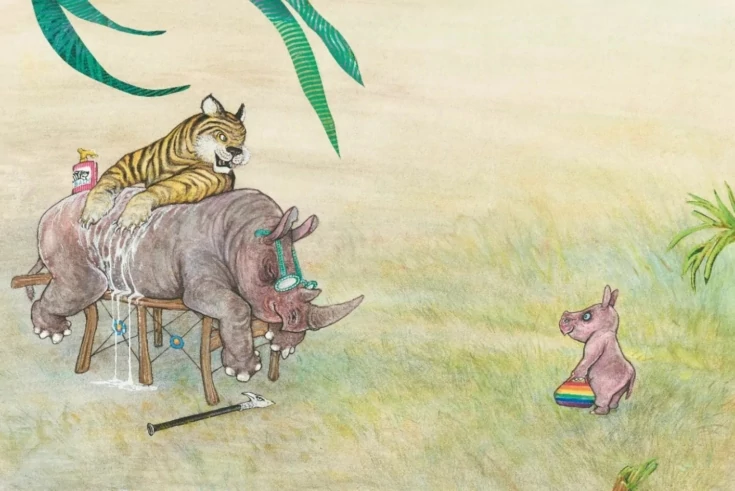Illustratie uit kinderboek Rinu
