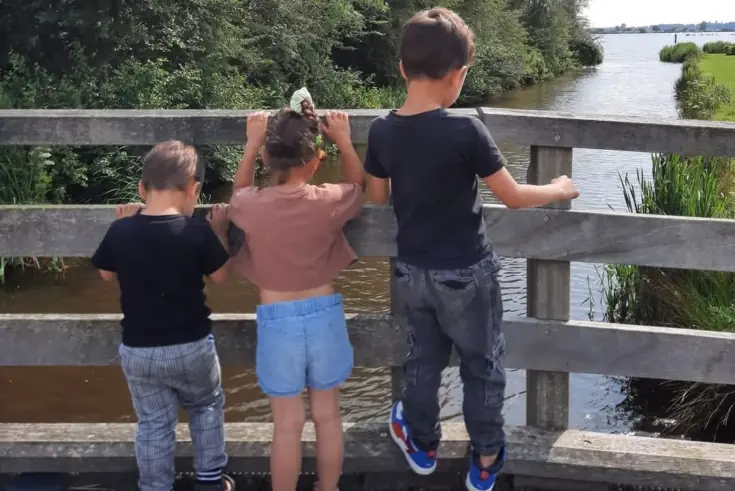 Kinderen genietend van het uitzicht